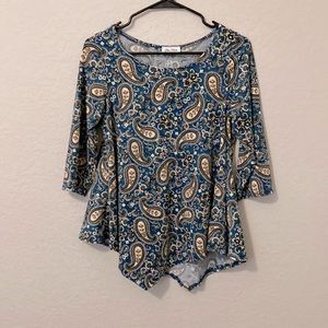 Star Vixen Elbow-cinch sleeve Hanky Hem Top